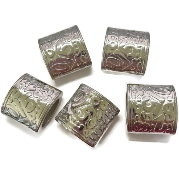 As Low As $2 Large CCB Silver Square Oval Scarf Tube Bead Spacer 31mm (5) - Picture 1 of 4